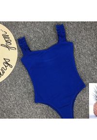 Intica - Strój kąpielowy z ozdobnymi ramiączkami na plażę i basen Berny. Kolor: niebieski. Materiał: materiał. Wzór: aplikacja #3