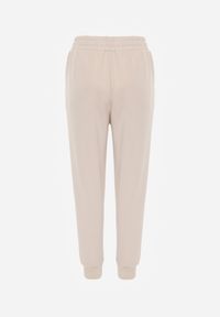 Renee - Beżowe Sportowe Spodnie Typu Jogger High Waist ze Ściągaczem w Talii Isirona. Okazja: na co dzień. Stan: podwyższony. Kolor: beżowy. Długość: krótkie. Styl: sportowy #2