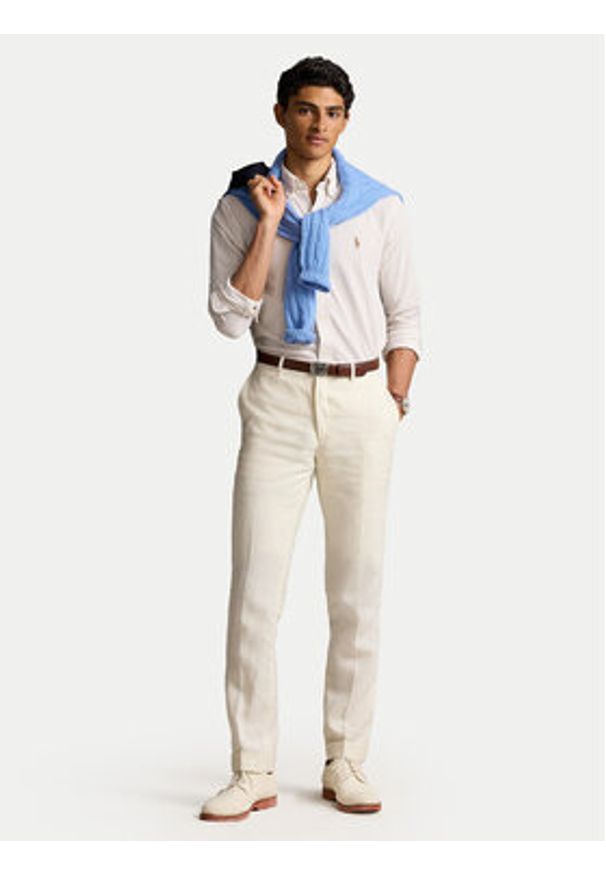 Polo Ralph Lauren Koszula 710934575003 Beżowy Slim Fit. Typ kołnierza: polo. Kolor: beżowy. Materiał: bawełna
