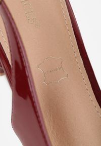 Renee - Bordowe Sandały Slingback Vices z Wkładką ze Skóry Naturalnej Lisanilis. Okazja: na spotkanie biznesowe, na spacer. Zapięcie: pasek. Kolor: czerwony. Materiał: skóra. Obcas: na obcasie. Styl: biznesowy #5
