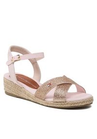 TOMMY HILFIGER - Tommy Hilfiger Espadryle Rope Wedge Sandal T3A7-32775-1596 S Różowy. Kolor: różowy