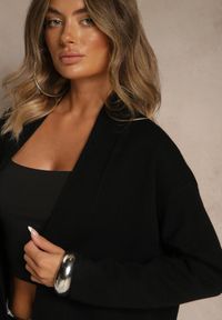 Renee - Czarny Kardigan z Kaszmirem o Prostym Kroju Bez Zapięć z Kieszeniami Zaisa. Kolor: czarny. Materiał: kaszmir. Styl: elegancki #4