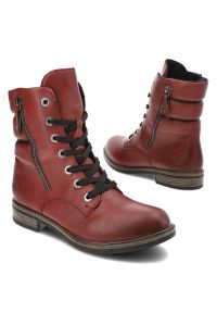 Czerwone Botki Rieker Ocieplane Obuwie Damskie. Okazja: na co dzień. Zapięcie: zamek. Kolor: czerwony. Materiał: skóra ekologiczna. Styl: casual, elegancki #7