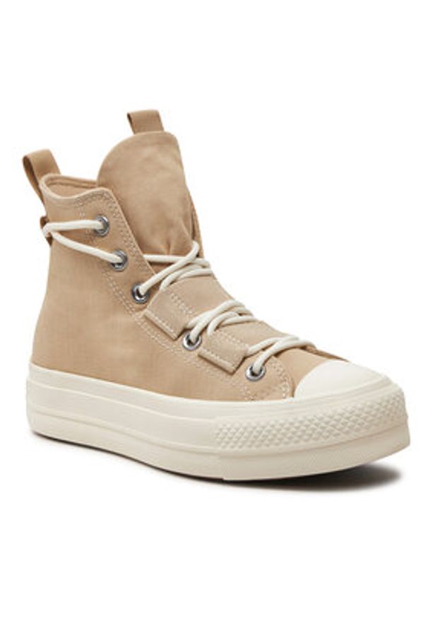Converse Trampki Chuck Taylor All Star Lift Platform A06494C Beżowy. Kolor: beżowy. Materiał: materiał. Obcas: na platformie
