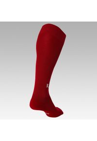 KIPSTA - Skarpety piłkarskie Kipsta Essential. Kolor: czerwony. Materiał: poliamid, elastan, poliester. Wzór: ze splotem. Sport: piłka nożna