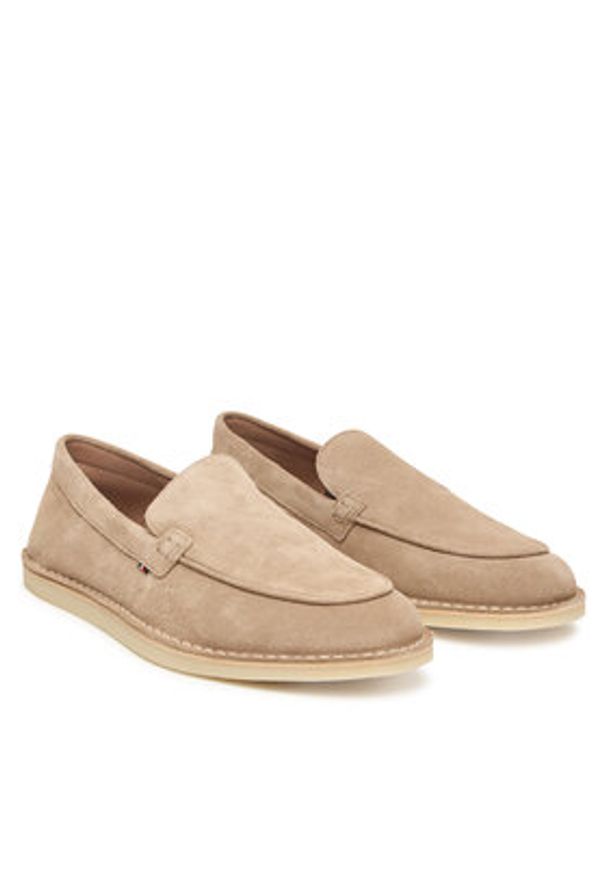 TOMMY HILFIGER - Tommy Hilfiger Mokasyny Stitchdown FM0FM05782 Beżowy. Kolor: beżowy. Materiał: zamsz, skóra