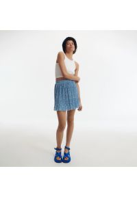 Reserved - Plisowana spódnica mini - Niebieski. Kolor: niebieski