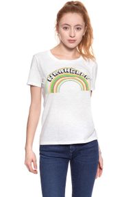 Wrangler - WRANGLER T SHIRT DAMSKI GRAPHIC TEE OFFWHITE W702RG902 112130900. Wzór: nadruk