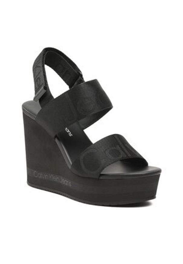 Sandały Calvin Klein Jeans - Wedge Sandal Webbing YW0YW00959 Black BDS. Kolor: czarny. Materiał: materiał