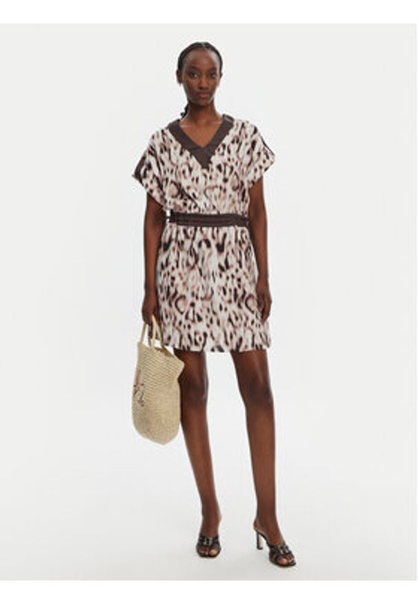 Liu Jo Sport Sukienka codzienna TA5194 TS964 Beżowy Regular Fit. Okazja: na co dzień. Kolor: beżowy. Materiał: syntetyk. Typ sukienki: proste, sportowe. Styl: sportowy, casual