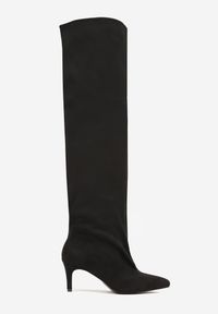 Renee - Czarne Kozaki na Niskim Obcasie z Cholewką Slouchy Sediella. Zapięcie: bez zapięcia. Kolor: czarny. Materiał: jeans, futro. Szerokość cholewki: normalna. Obcas: na obcasie. Wysokość obcasa: niski #7
