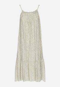 Born2be - Beżowa Rozkloszowana Sukienka z Bawełny w Kwiatowy Wzór Nilaretia. Okazja: na co dzień. Kolor: beżowy. Materiał: bawełna. Długość rękawa: na ramiączkach. Wzór: kwiaty. Sezon: lato. Typ sukienki: rozkloszowane. Styl: casual #7