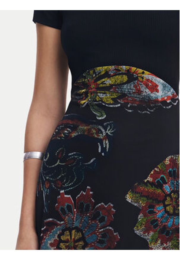 Desigual Sukienka codzienna Paisley 25SWVK32 Czarny Regular Fit. Okazja: na co dzień. Kolor: czarny. Materiał: syntetyk. Wzór: paisley. Typ sukienki: proste. Styl: casual
