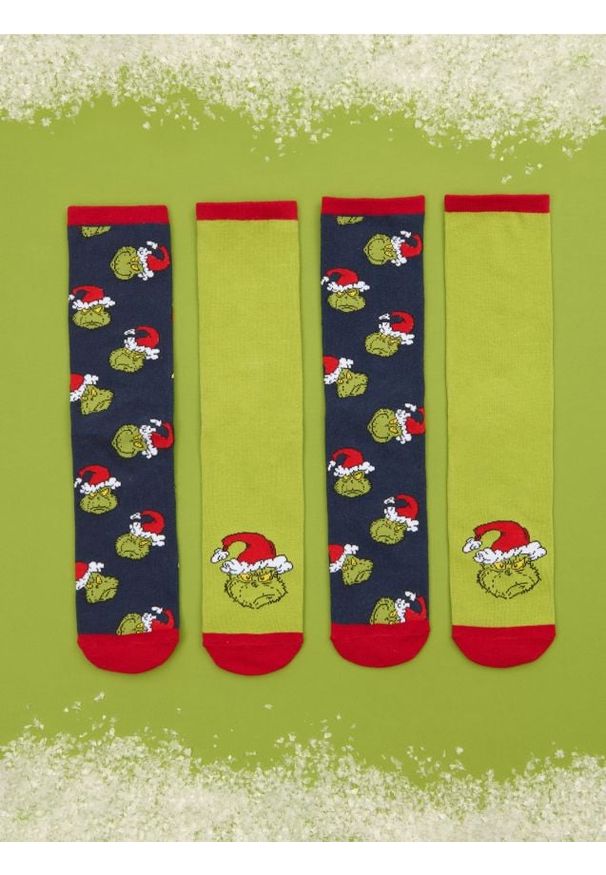Sinsay - Skarpetki 2 pack Grinch - wielobarwny. Wzór: nadruk