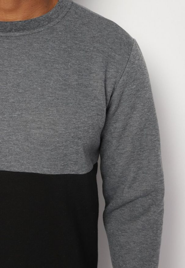 Born2be - Szaro-Czarna Bluza Ocieplana ze Ściągaczami Nevetoria. Kolor: szary. Materiał: tkanina
