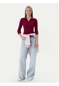 Tommy Jeans Bluzka Essential DW0DW21933 Bordowy Slim Fit. Kolor: czerwony. Materiał: bawełna #3