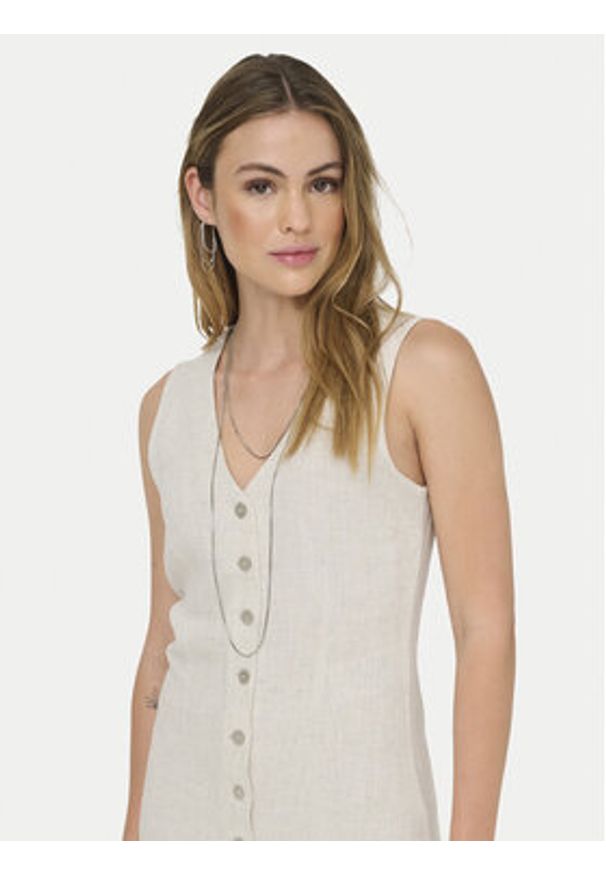 only - ONLY Sukienka codzienna Siesta 15357797 Beżowy jasny Regular Fit. Okazja: na co dzień. Kolor: beżowy. Materiał: wiskoza. Typ sukienki: proste. Styl: casual