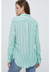 Polo Ralph Lauren koszula lniana kolor zielony relaxed z kołnierzykiem klasycznym. Typ kołnierza: kołnierzyk klasyczny, polo. Kolor: zielony. Materiał: len. Długość rękawa: długi rękaw. Długość: długie. Styl: klasyczny #5