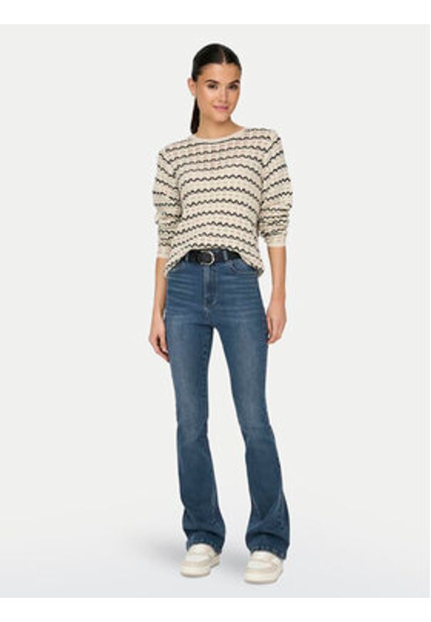 only - ONLY Sweter Asa 15324522 Beżowy Regular Fit. Kolor: beżowy. Materiał: bawełna