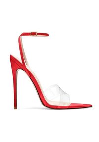 FEMME Los Angeles - FEMME LOS ANGELES - Czerwone sandały na szpilce Gia. Zapięcie: pasek. Kolor: czerwony. Wzór: paski. Obcas: na szpilce. Styl: wizytowy. Wysokość obcasa: wysoki #2