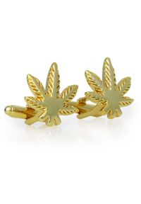Modini - Złote spinki do mankietów - liście konopi A285. Kolor: złoty #1