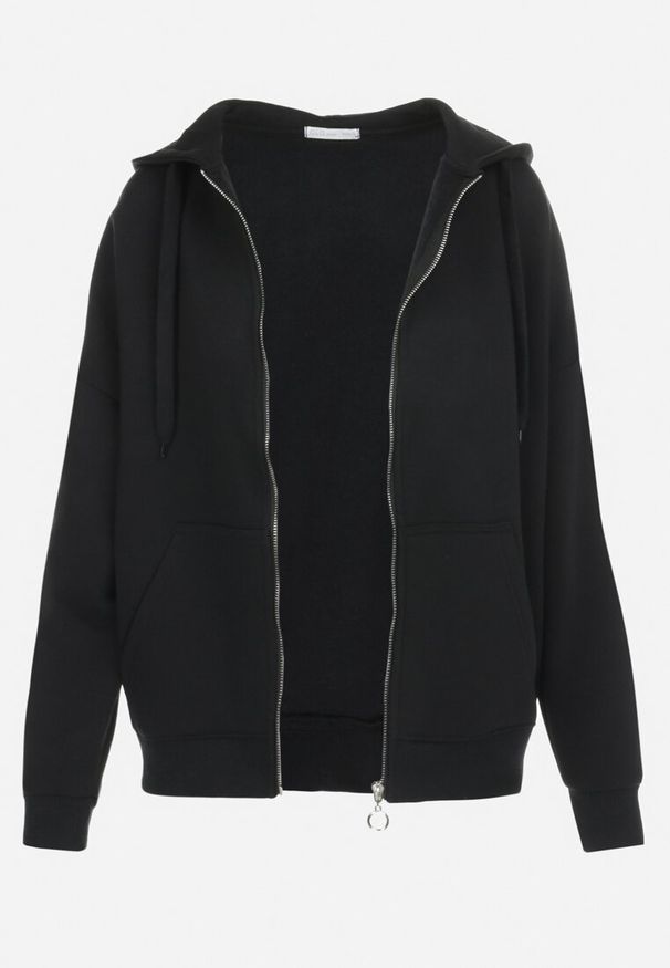 Renee - Czarna Bluza z Kapturem i Suwakiem Oversize Des. Typ kołnierza: kaptur. Kolor: czarny. Materiał: polar, dzianina. Długość rękawa: długi rękaw. Długość: długie. Sezon: jesień, zima. Styl: sportowy