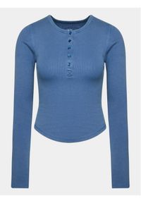 BDG Urban Outfitters T-Shirt Henley Ls Tee 75260075 Niebieski Slim Fit. Typ kołnierza: typu henley. Kolor: niebieski. Materiał: bawełna