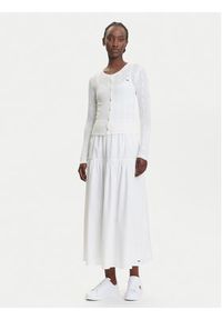 Tommy Jeans Kardigan Pointelle DW0DW20966 Biały Regular Fit. Kolor: biały. Materiał: wiskoza, syntetyk #3