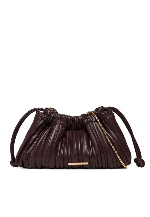 Calvin Klein Torebka Plisse Mini Drawstring Bag LV04F3077G Bordowy. Kolor: czerwony. Materiał: skórzane
