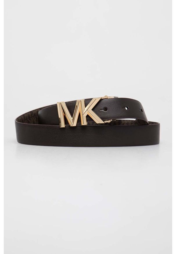 MICHAEL Michael Kors pasek skórzany dwustronny damski kolor brązowy. Kolor: brązowy. Materiał: skóra