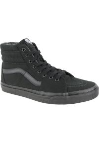 Vans Sk8 Hi, Czarny. Wysokość cholewki: za kostkę. Zapięcie: sznurówki. Kolor: wielokolorowy, czarny. Materiał: syntetyk, materiał. Szerokość cholewki: normalna. Model: Vans SK8. Sport: turystyka piesza #1