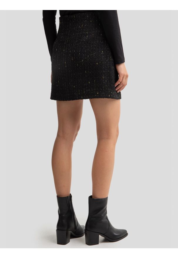 Big-Star - Spódnica damska mini z dodatkiem wełny czarna Felicia 906. Kolor: czarny. Materiał: wełna. Sezon: zima, jesień. Styl: klasyczny, elegancki