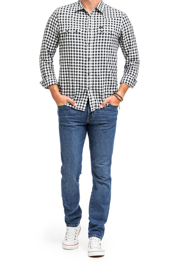 Wrangler - WRANGLER TEXAS SLIM MĘSKIE SPODNIE JEANSOWE BRUISED BLUE W12SKN32M 112144753