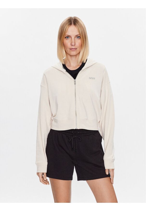 DKNY Sport Bluza DP3J9279 Beżowy Classic Fit. Kolor: beżowy. Materiał: bawełna, syntetyk. Styl: sportowy