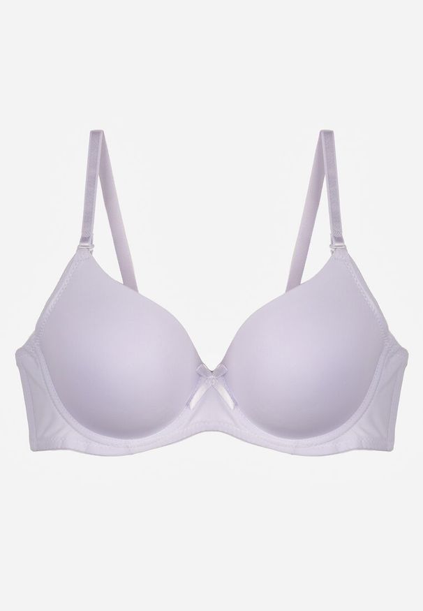 Renee - Biały Gładki Biustonosz o Klasycznym Fasonie Zdobiony Kokardką Caloris. Kolor: biały. Wzór: aplikacja, gładki