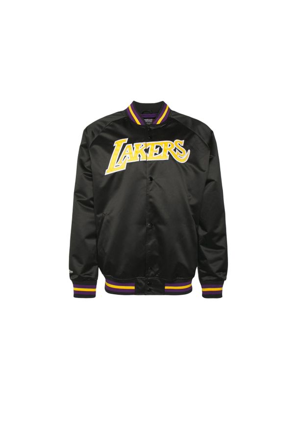 Mitchell & Ness - Lekka satynowa kurtka Los Angeles Lakers. Kolor: czarny. Materiał: satyna. Sport: koszykówka