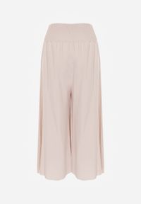 Renee - Jasnobeżowe Szerokie Spodnie High Waist o Długości 7/8 Rathi. Stan: podwyższony. Kolor: beżowy. Materiał: wiskoza, tkanina #2