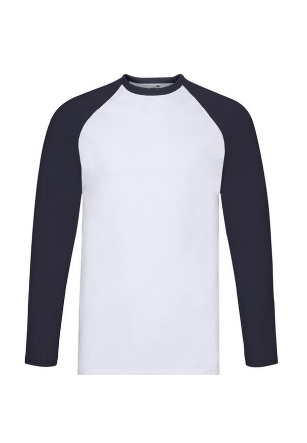 FRUIT OF THE LOOM - Męska Koszulka Baseballowa Z Długim Rękawem Valueweight. Kolor: biały, wielokolorowy, niebieski. Długość rękawa: długi rękaw. Długość: długie