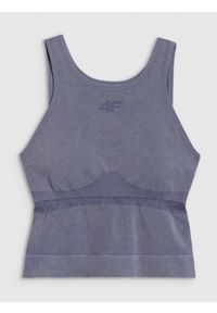 4f - 4F Top do jogi i pilatesu slim szybkoschnący damski - granatowy XS/S. Kolor: niebieski. Materiał: guma, materiał, elastan, włókno. Sport: joga i pilates