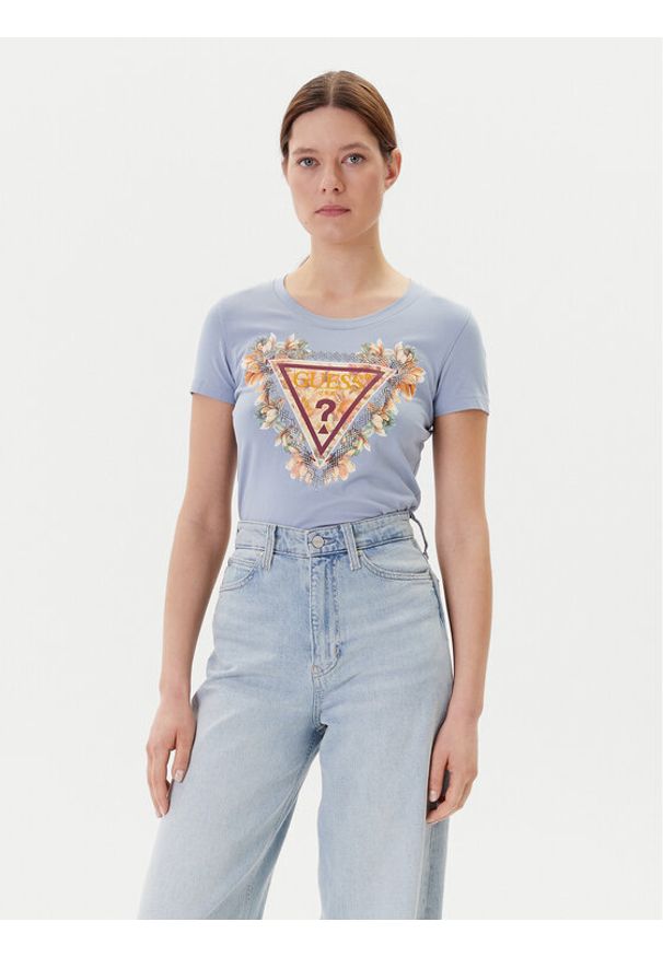 Guess T-Shirt W5YI08 J1314 Niebieski Regular Fit. Kolor: niebieski. Materiał: bawełna