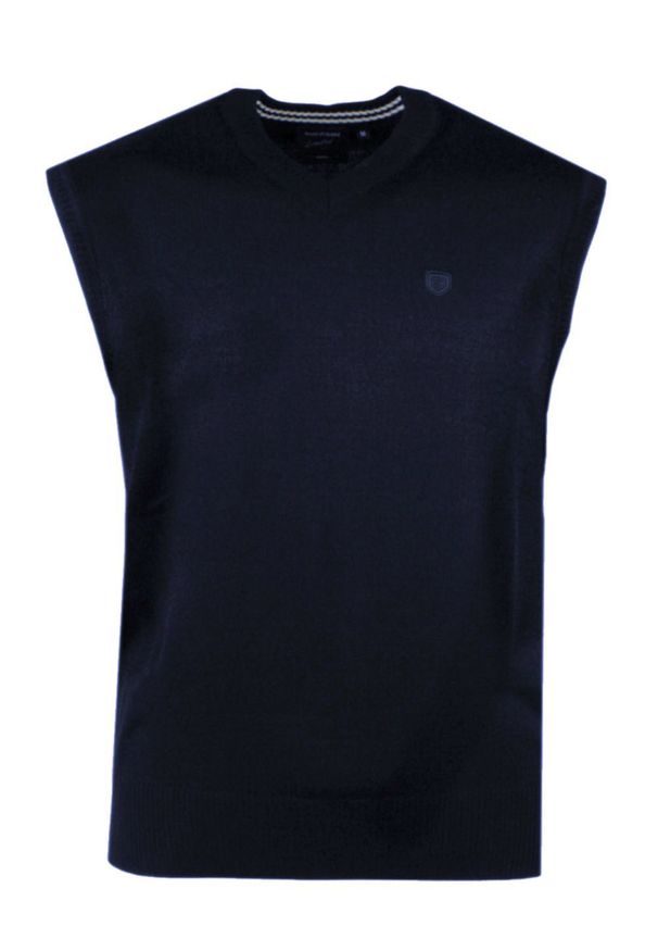 Wełniana Kamizelka - Pako Jeans - Granatowa. Okazja: na co dzień. Typ kołnierza: dekolt w kształcie V. Kolor: niebieski. Materiał: wełna, poliester. Sezon: zima, jesień. Styl: casual, elegancki, klasyczny