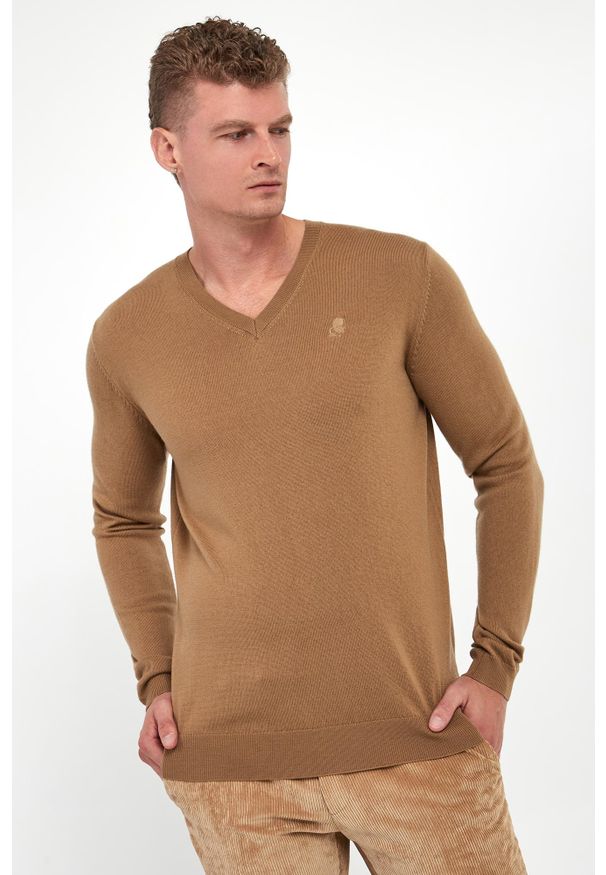 Karl Lagerfeld - Sweter męski wełniany KARL LAGERFELD. Materiał: wełna