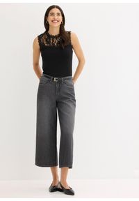 bonprix - Top z miękkiej mieszanki wiskozy. Kolor: czarny. Materiał: wiskoza, koronka. Wzór: koronka #3