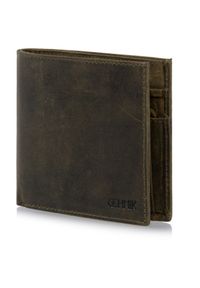 Ochnik - Mały skórzany portfel męski. Kolor: zielony. Materiał: skóra #4