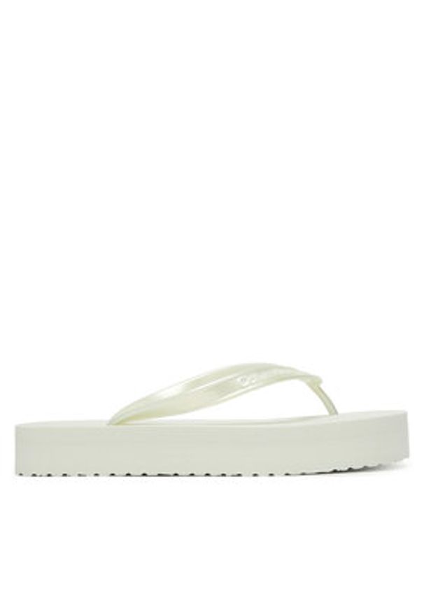 Calvin Klein Japonki Flatform Flip Flop Met Tpu HW0HW03120 Biały. Kolor: biały. Materiał: syntetyk