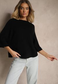 Renee - Czarny Sweter z Rękawami 3/4 z Wełną Dannalin. Okazja: na co dzień, na spotkanie biznesowe. Typ kołnierza: dekolt w łódkę. Kolor: czarny. Materiał: wełna. Długość rękawa: krótki rękaw. Długość: krótkie. Sezon: wiosna. Styl: biznesowy, klasyczny, elegancki, casual #3