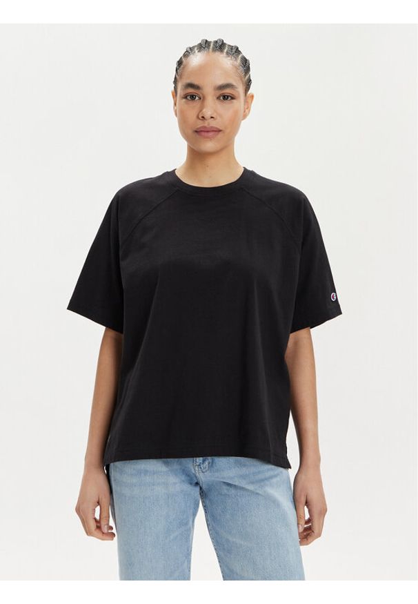 Champion T-Shirt 117351 Czarny Relaxed Fit. Kolor: czarny. Materiał: bawełna