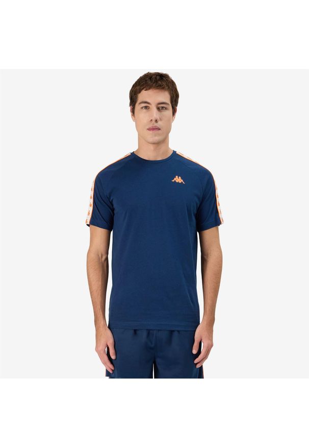 Koszulka Kappa Coen Slim 222 Banda. Kolor: żółty, niebieski, pomarańczowy, wielokolorowy. Sport: fitness