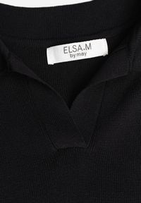 Born2be - Czarna Wiskozowa Bluzka Sweterkowa z Usztywnionymi Ramionami i Kołnierzykiem Katano. Okazja: na co dzień. Kolor: czarny. Materiał: wiskoza. Wzór: aplikacja. Styl: casual, elegancki, klasyczny #4