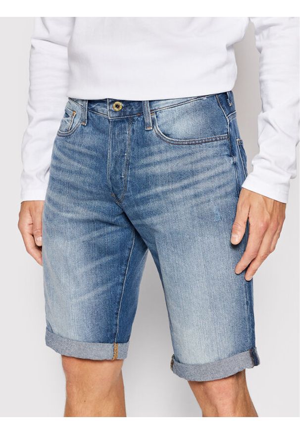 G-Star RAW - G-Star Raw Szorty jeansowe 3301 1/2 D07432-8973-071 Granatowy Straight Fit. Kolor: niebieski. Materiał: bawełna, jeans